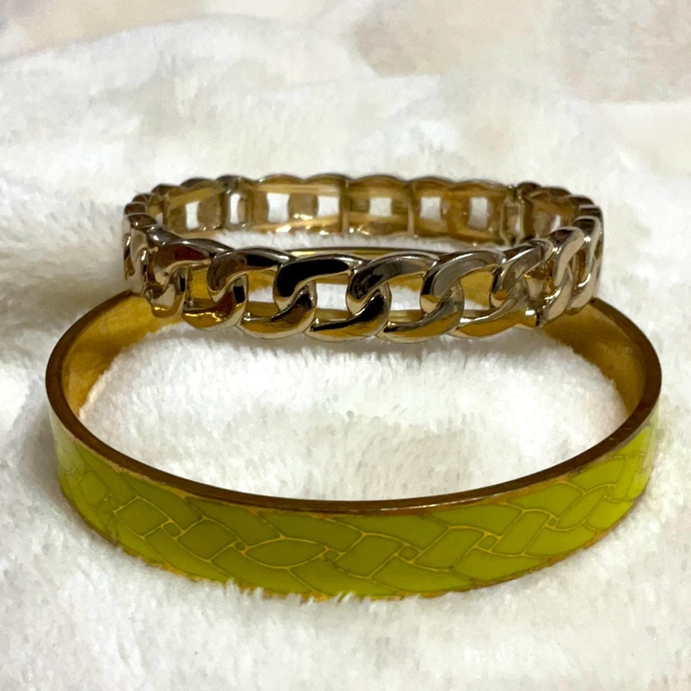 J. Crew Enamel Bangle & Chainlink Stretch Bracelet (Bundle)
